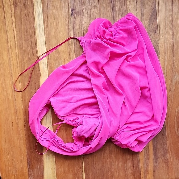 NWOT House of Harlow 1960 hot pink one shoulder 2 piece set size M mesh - Picture 13 of 17